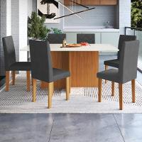 Conjunto Sala De Jantar Fidelitá Itália 170cm Com 6 Cadeiras Freijó/off-white Assento Grafite - 1