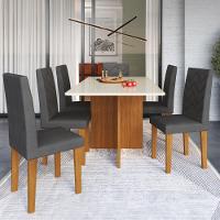 Conjunto Sala De Jantar Fidelitá Itália 170cm Com 6 Cadeiras Freijó/off-white Assento Grafite - 2