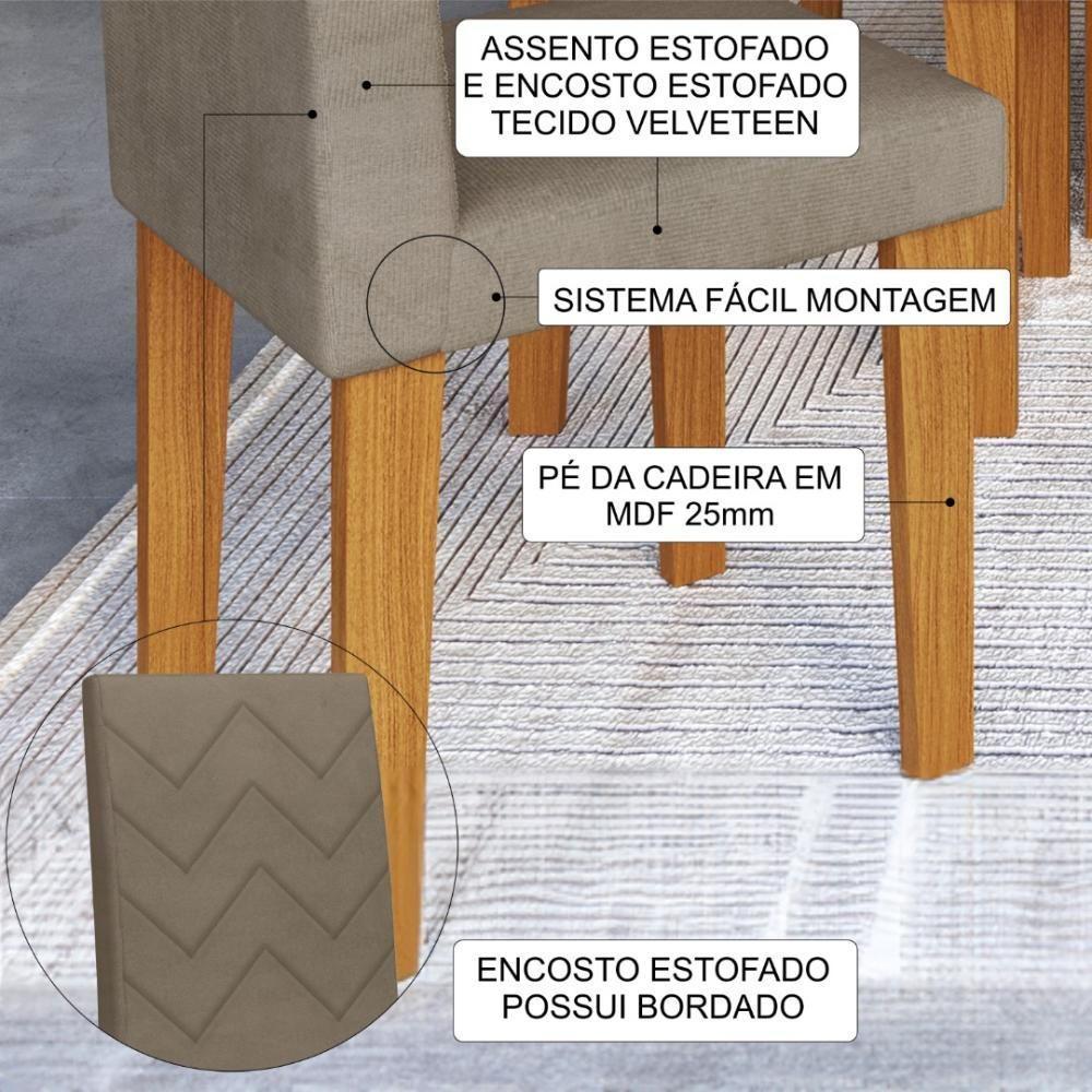 Conjunto Sala De Jantar Fidelitá Itália 170cm Com 6 Cadeiras Freijó/off-white Assento Cacau - 2