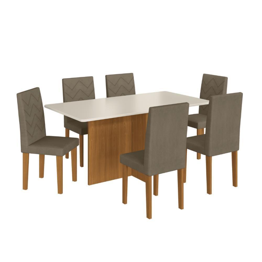 Conjunto Sala De Jantar Fidelitá Itália 170cm Com 6 Cadeiras Freijó/off-white Assento Cacau - 6