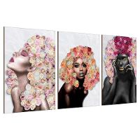 Placas Quadros Mdf 20x30cm Mulheres Rosto Flores Rosas Kit 3 - 1