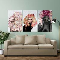 Placas Quadros Mdf 20x30cm Mulheres Rosto Flores Rosas Kit 3 - 7