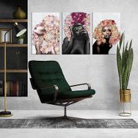 Placas Quadros Mdf 20x30cm Mulheres Rosto Flores Rosas Kit 3 - 8