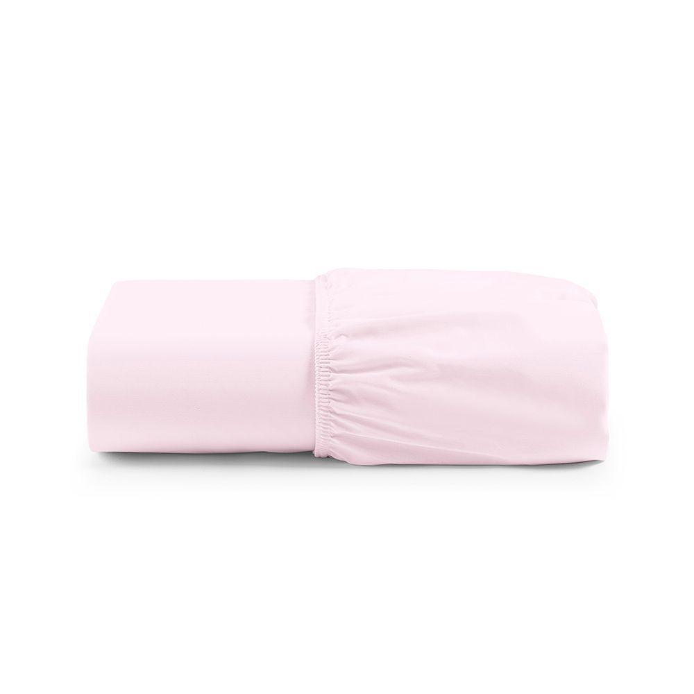 Lençol De Baixo Solteiro Avulso Com Elástico Primor Percal 400 Fios - Rosa - 1