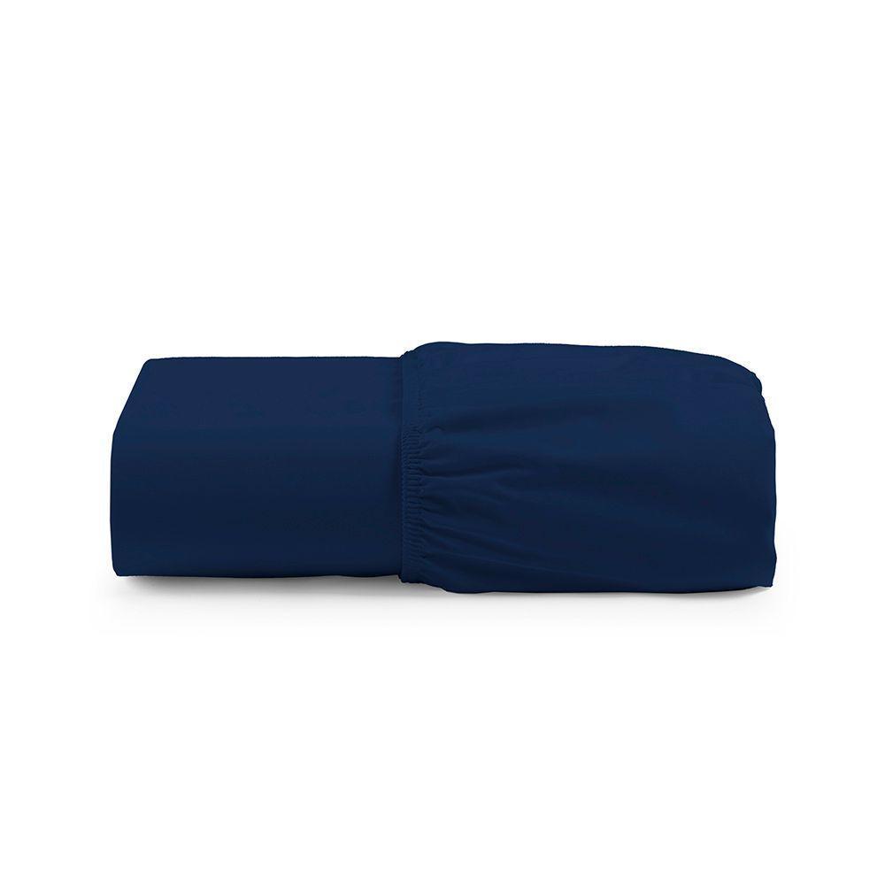 Lençol De Baixo Solteiro Avulso Com Elástico Primor Percal 400 Fios - Azul Marinho - 1