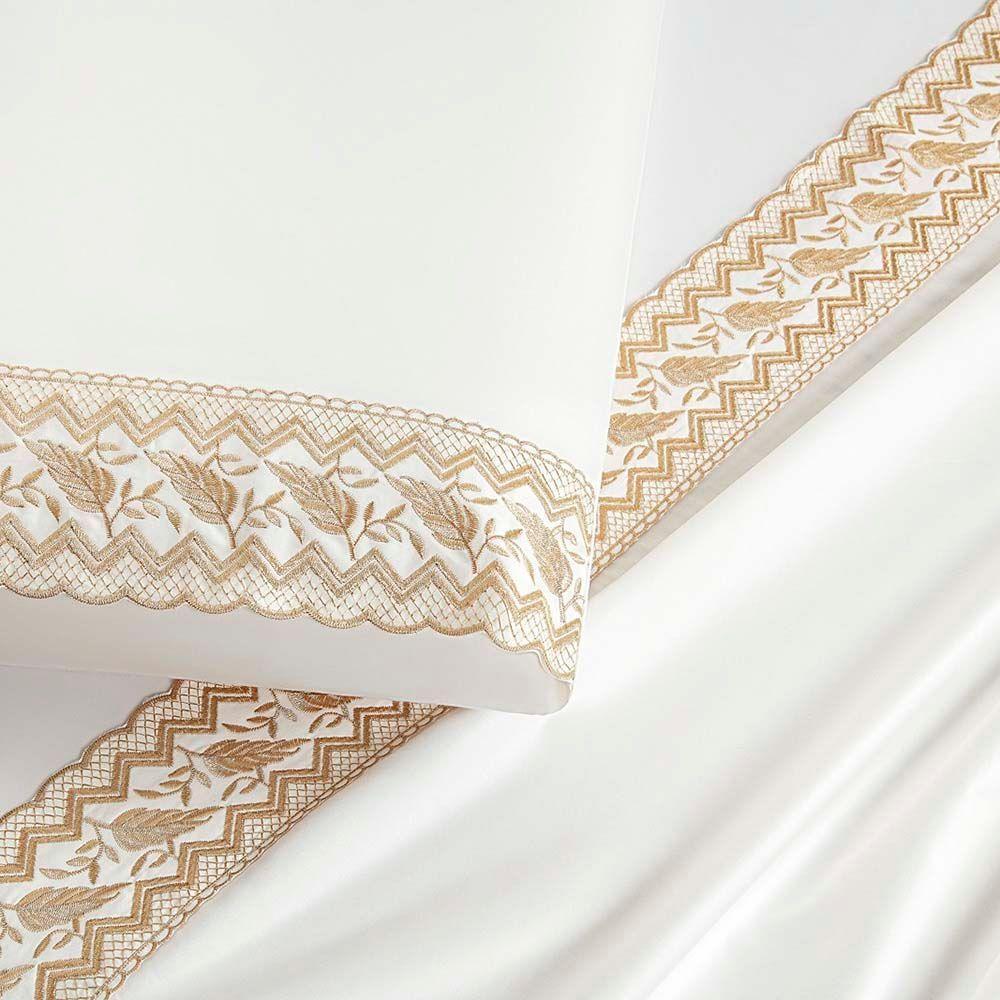 Jogo De Lençol Casal Queen 4 Peças Percal 400 Fios 100% Algodão Fio Egípico Acetinado - Off White - 2