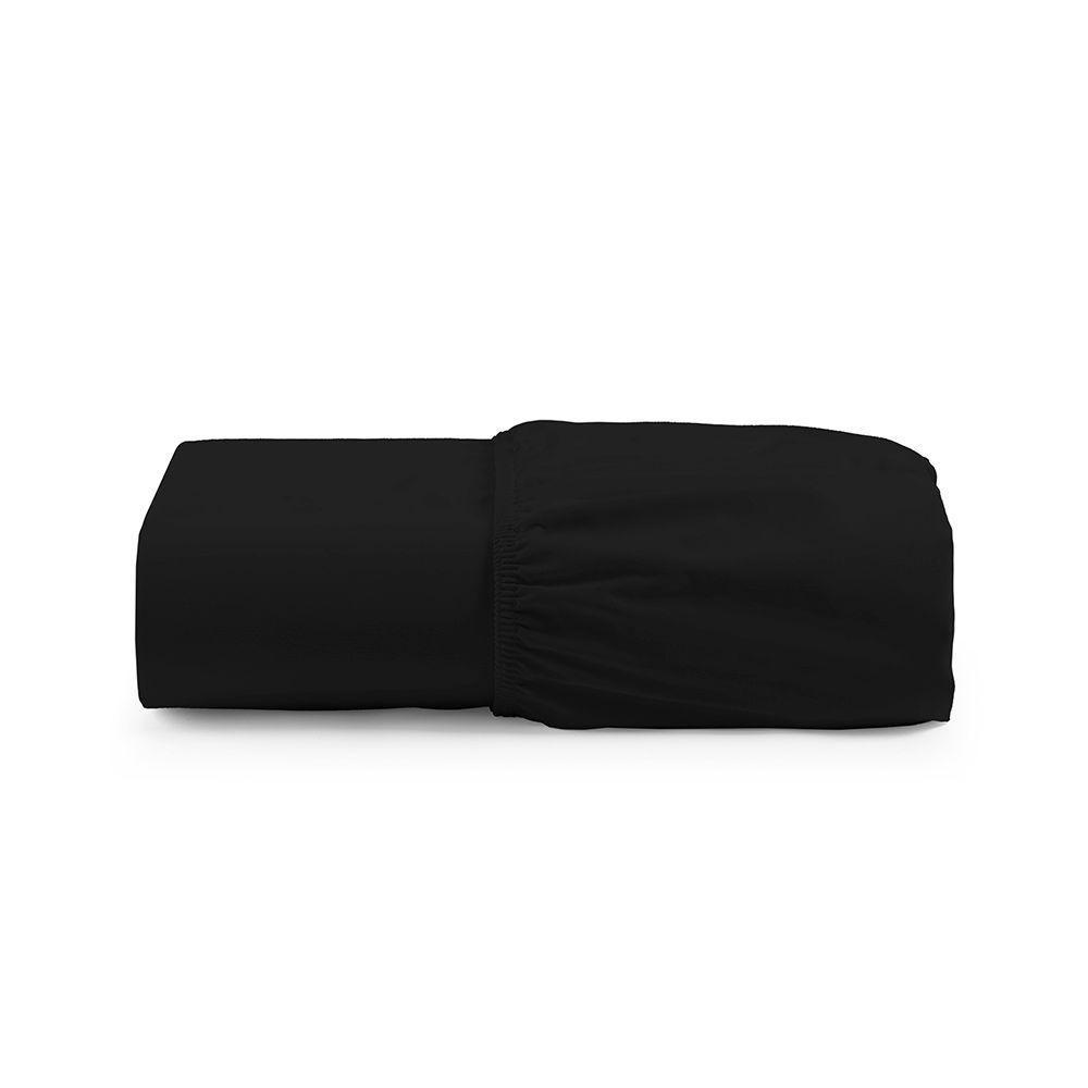 Lençol De Baixo Casal Queen Avulso Com Elástico Primor Percal 400 Fios - Preto - 1