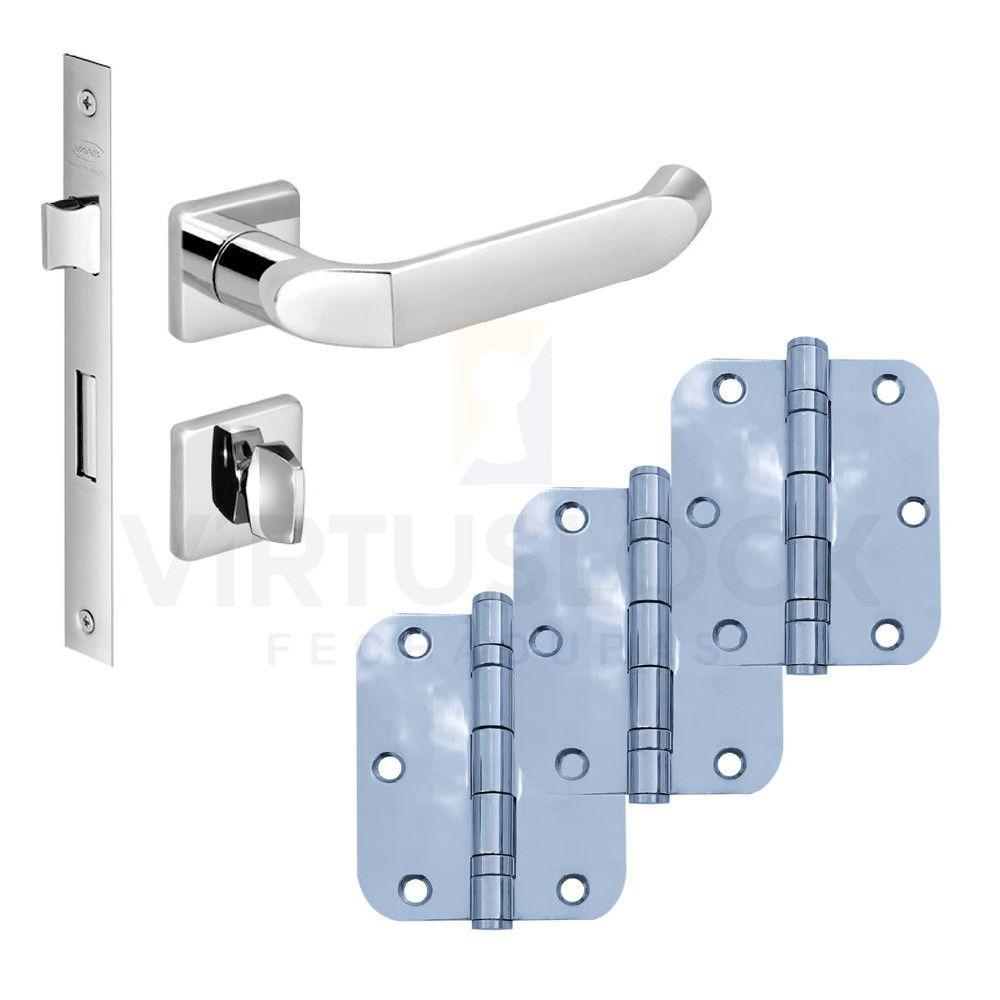 Kit Fechadura Banheiro Tera Imab + 3 Dobradiças C/red De Inox 3 ½ X 3 - 1