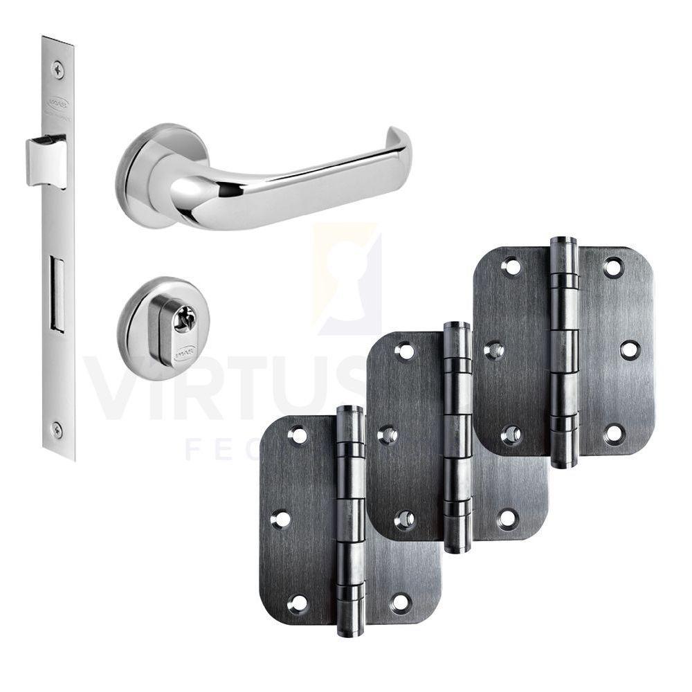 Kit Fechadura Externa Duna Imab + 3 Dobradiças C/red De Inox 3 ½ X 3 - 1