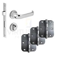 Kit Fechadura Externa Duna Imab + 3 Dobradiças C/red De Inox 3 ½ X 3 - 1