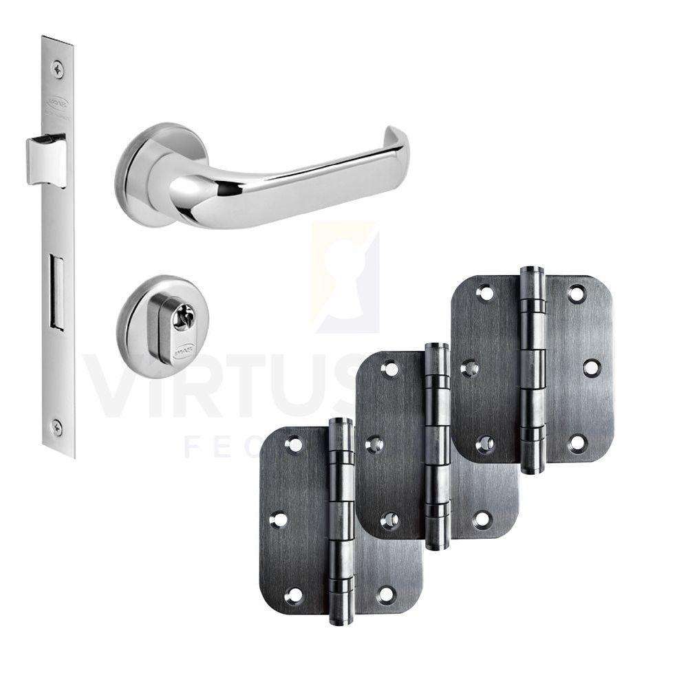 Kit Fechadura Externa Duna Imab + 3 Dobradiças C/red De Inox 3 X 2 ½ - 1