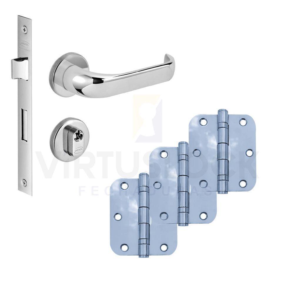 Kit Fechadura Externa Duna Imab + 3 Dobradiças C/red De Inox 3 X 2 ½ - 1