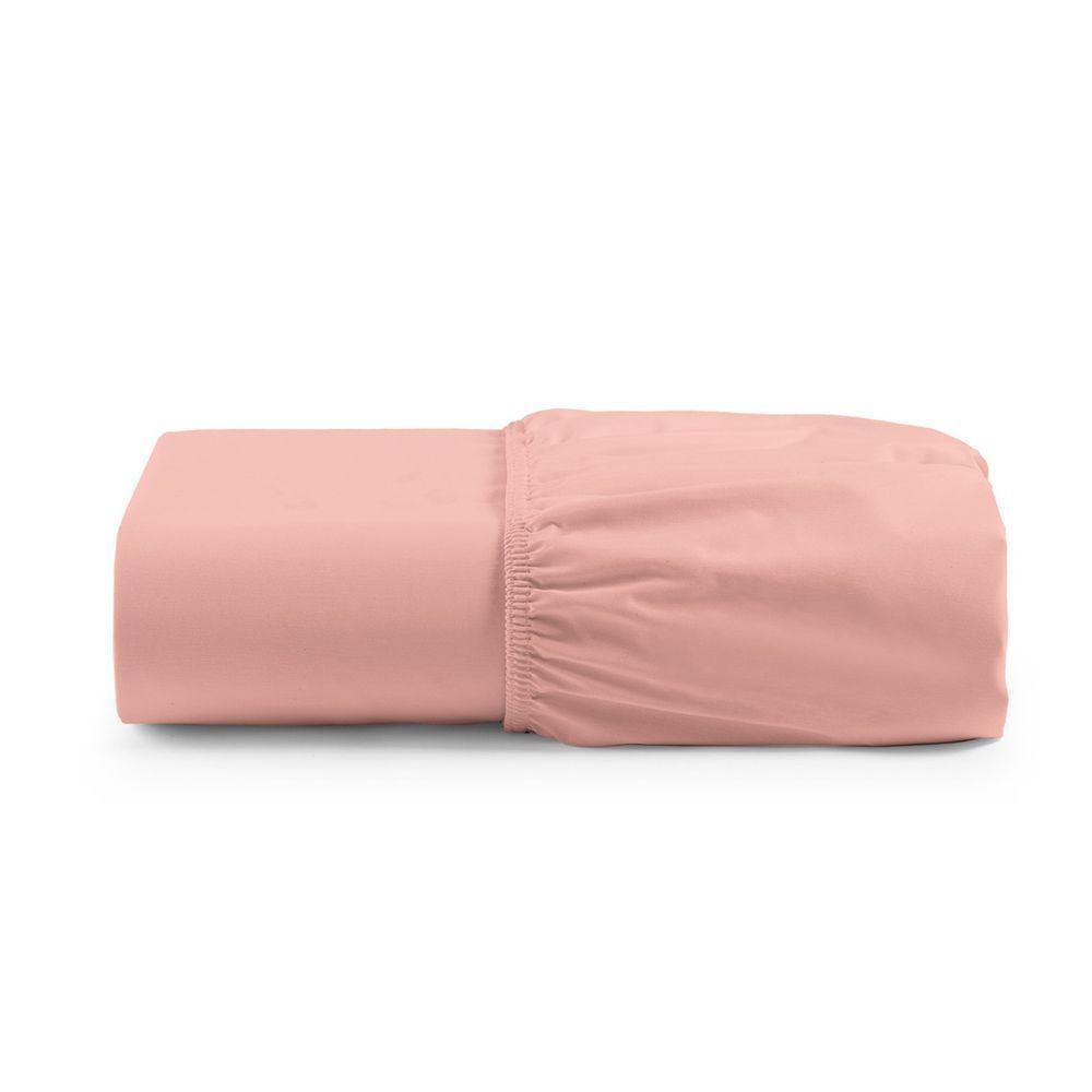 Lençol De Baixo Casal Padrão Avulso Com Elástico Primor Percal 400 Fios - Rosê - 1