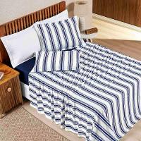 Jogo De Lençol Mimis Casal 4 Peças Malha 100% Algodão Extra Macio - Azul Marinho - 1