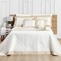 Kit Cobre Leito Colcha Nuance Queen 06 Peças Percal 200 Fios 100% Algodão Bordado - Off White - 1