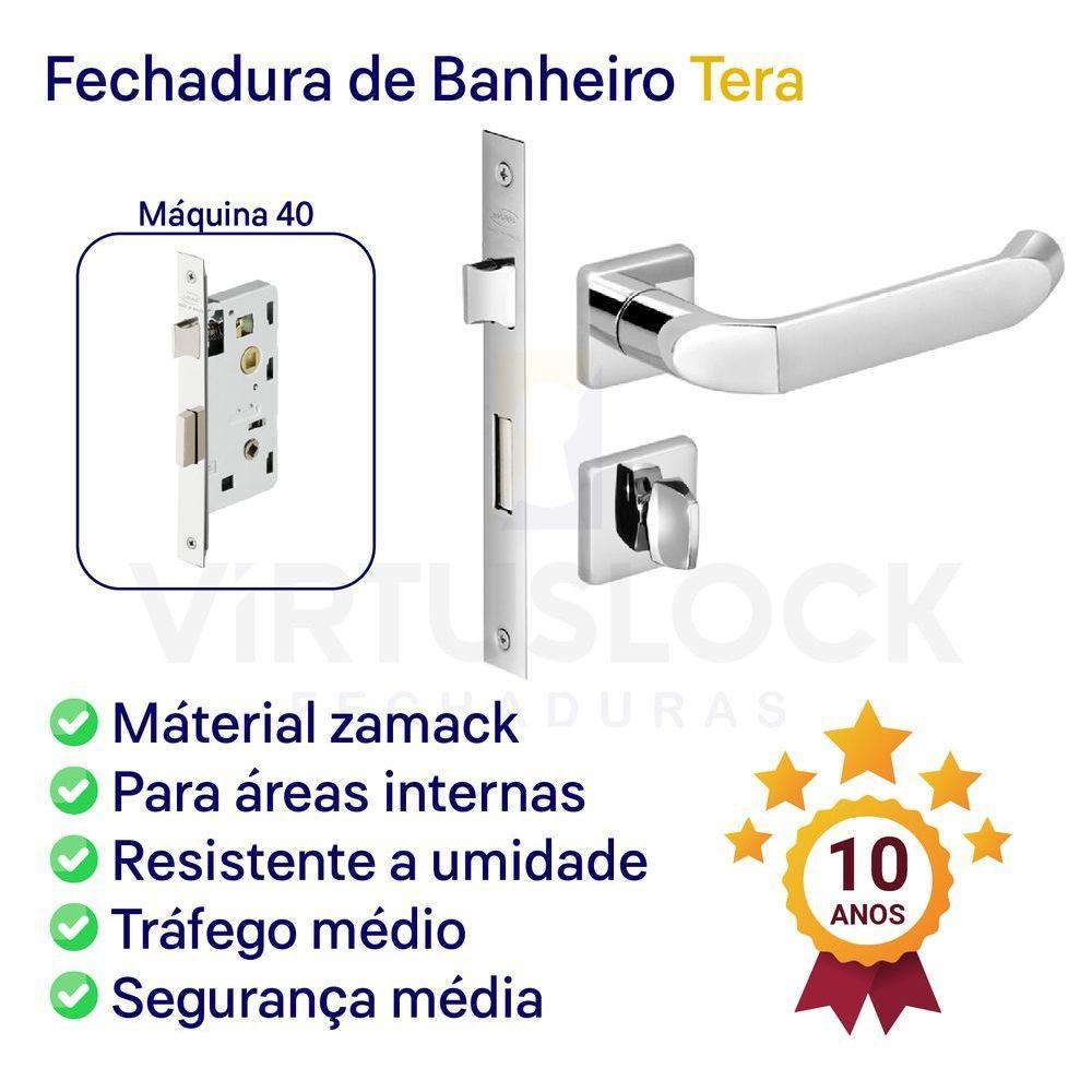 Kit Fechadura Banheiro Tera Imab + 3 Dobradiças C/red De Inox 3 X 2 ½ - 2
