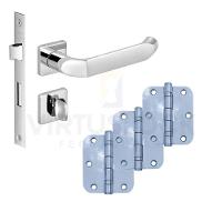 Kit Fechadura Banheiro Tera Imab + 3 Dobradiças C/red De Inox 3 X 2 ½ - 1