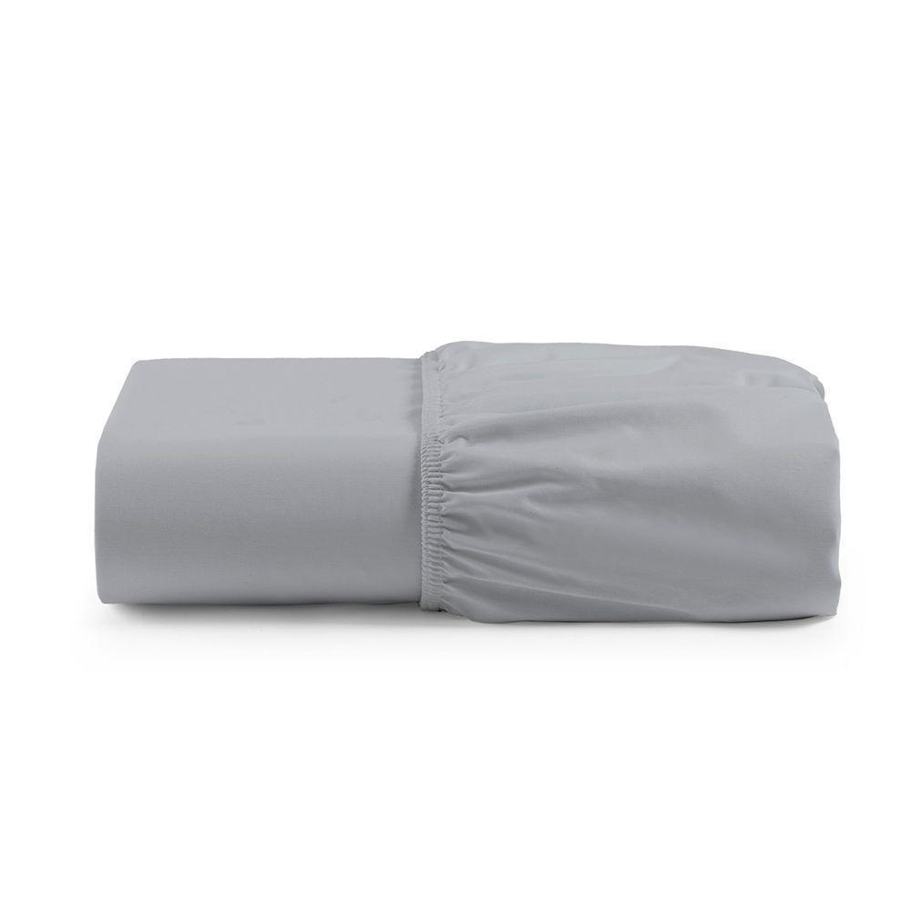Lençol De Baixo Casal Padrão Avulso Com Elástico Primor Percal 400 Fios - Cinza - 1