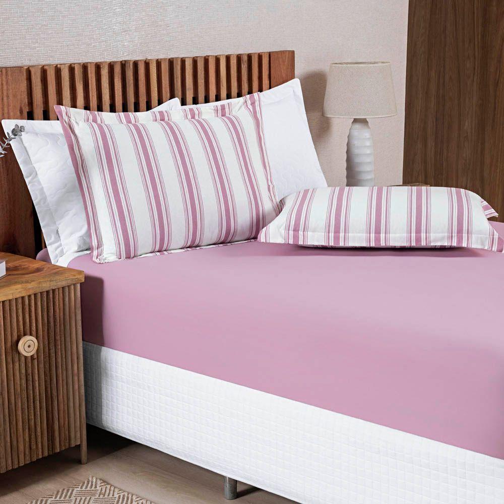 Jogo De Lençol Mimis Casal 3 Peças Malha 100% Algodão Extra Macio - Rosê - 2
