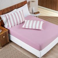 Jogo De Lençol Mimis Casal 3 Peças Malha 100% Algodão Extra Macio - Rosê - 1