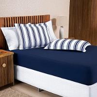 Jogo De Lençol Mimis Solteiro 2 Peças Malha 100% Algodão Extra Macio - Azul Marinho - 2