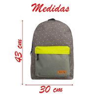 Bolsa Mochila Escolar Cinza Com Poá Feminina - 2