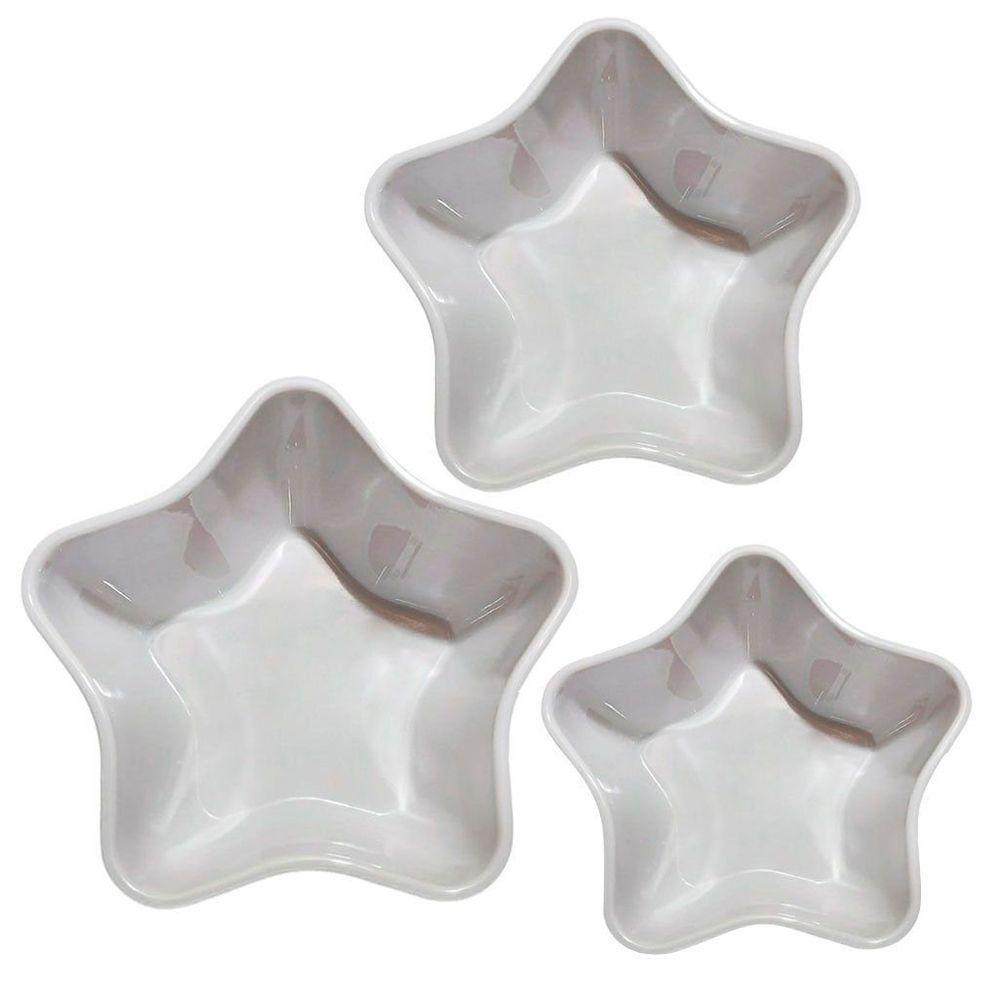 Jogo De Tigelas Melamina Branca Estrela 3 Peças - 1