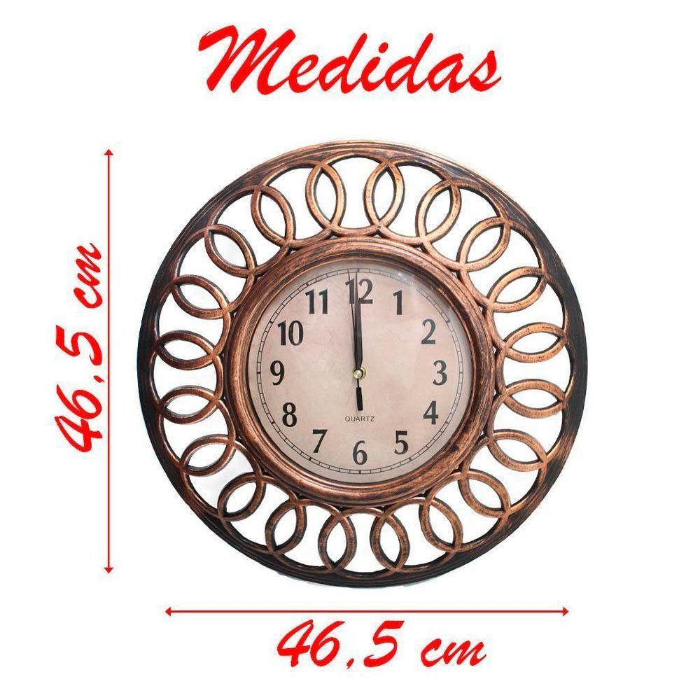 Relógio De Parede Decorativo Grande Cobre Sala Escritório 46,5cm - 2