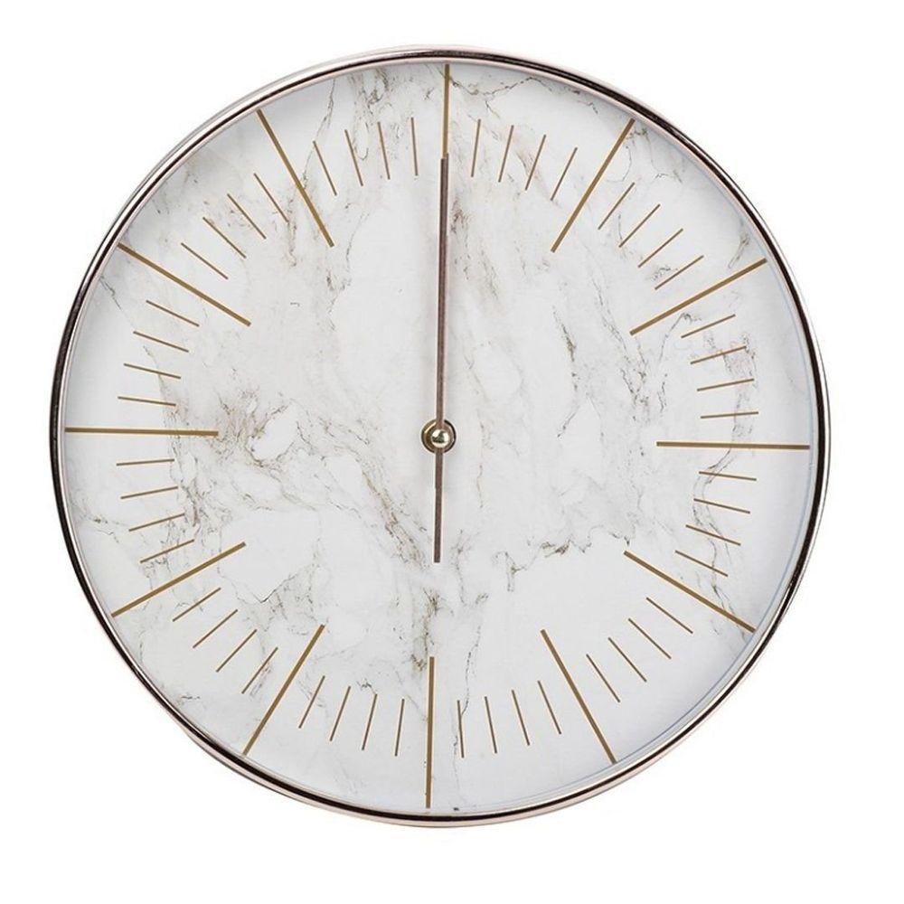 Relógio De Parede Rose Gold 30cm Fundo Em Desenhos De Mármore - 1