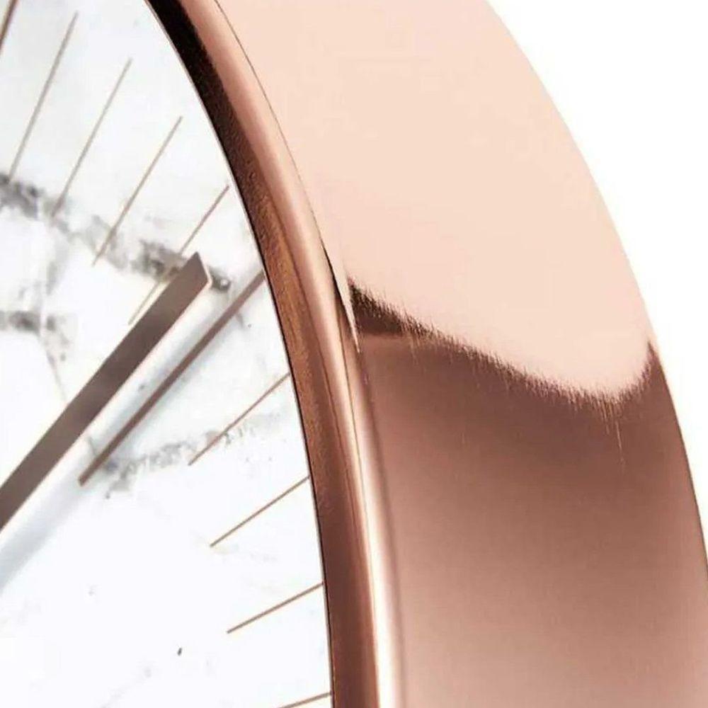 Relógio De Parede Rose Gold 30cm Fundo Em Desenhos De Mármore - 2