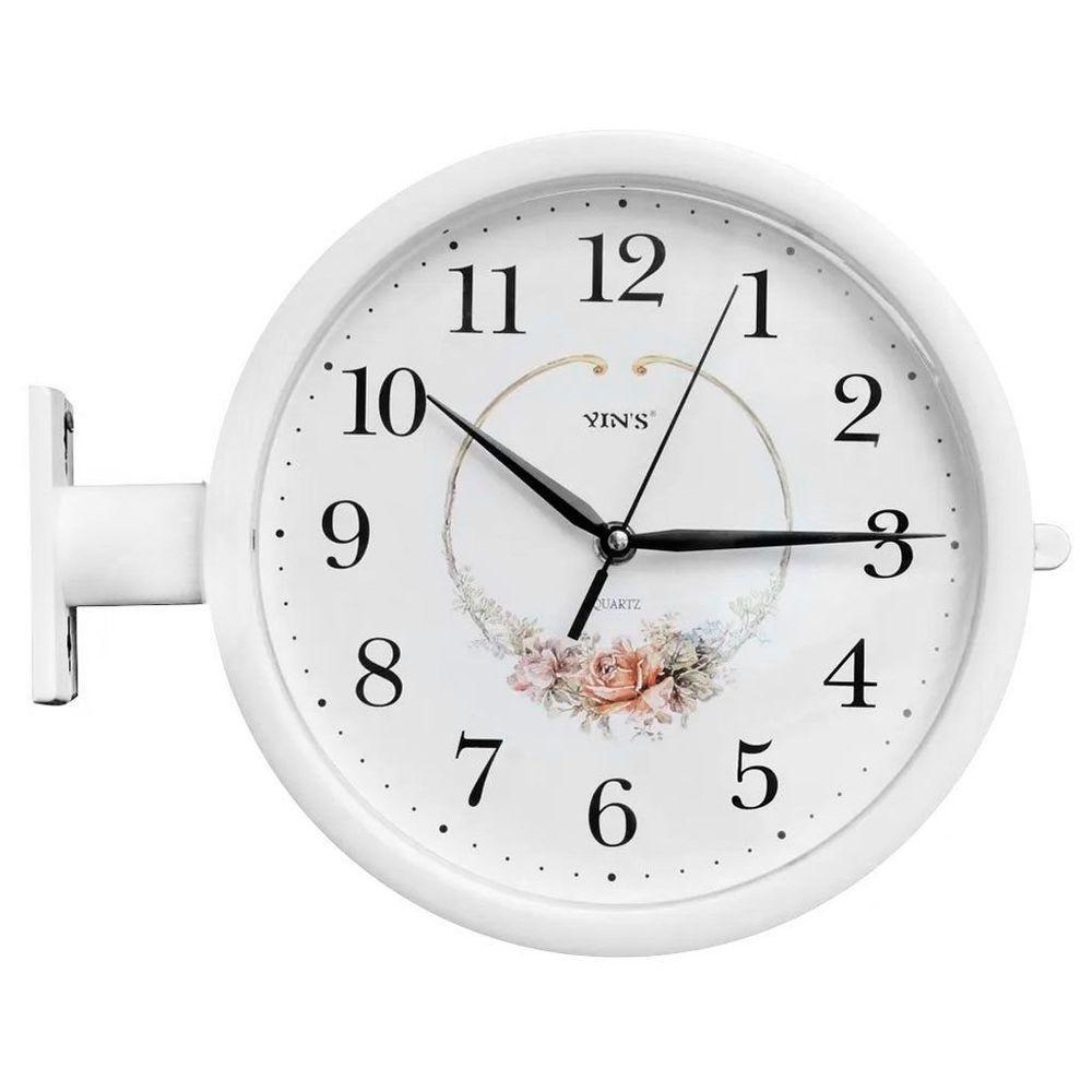Relógio Dupla Face De Parede Estação Branco Floreal - 1