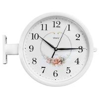 Relógio Dupla Face De Parede Estação Branco Floreal - 1