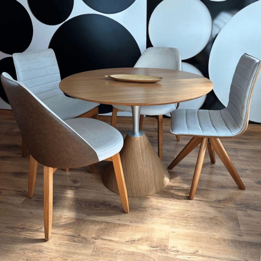 Mesa De Jantar Cone Redonda Masp 110 Cm Tampo Freijó Base Freijó Cor Marrom - 4