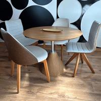 Mesa De Jantar Cone Redonda Masp 110 Cm Tampo Freijó Base Freijó Cor Marrom