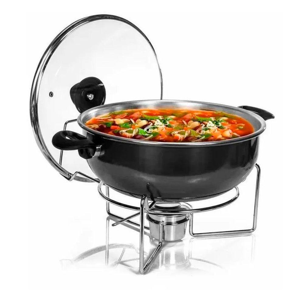 Rechaud Preto A álcool Com Tampa De Vidro 6,5l - 1