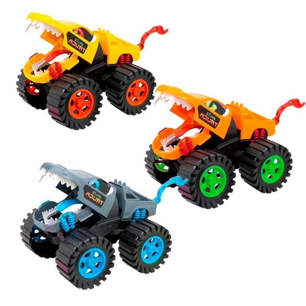 Kit Brinquedos Monster Truck Wolf Carrinho Miniatura Fricção 29,5cm - 1