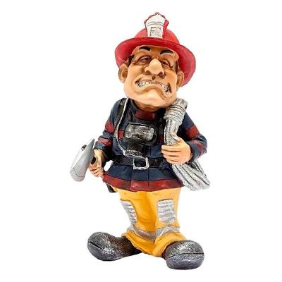 Decoração Miniatura Caricatura De Profissão Bombeiro Em Resina 22cm