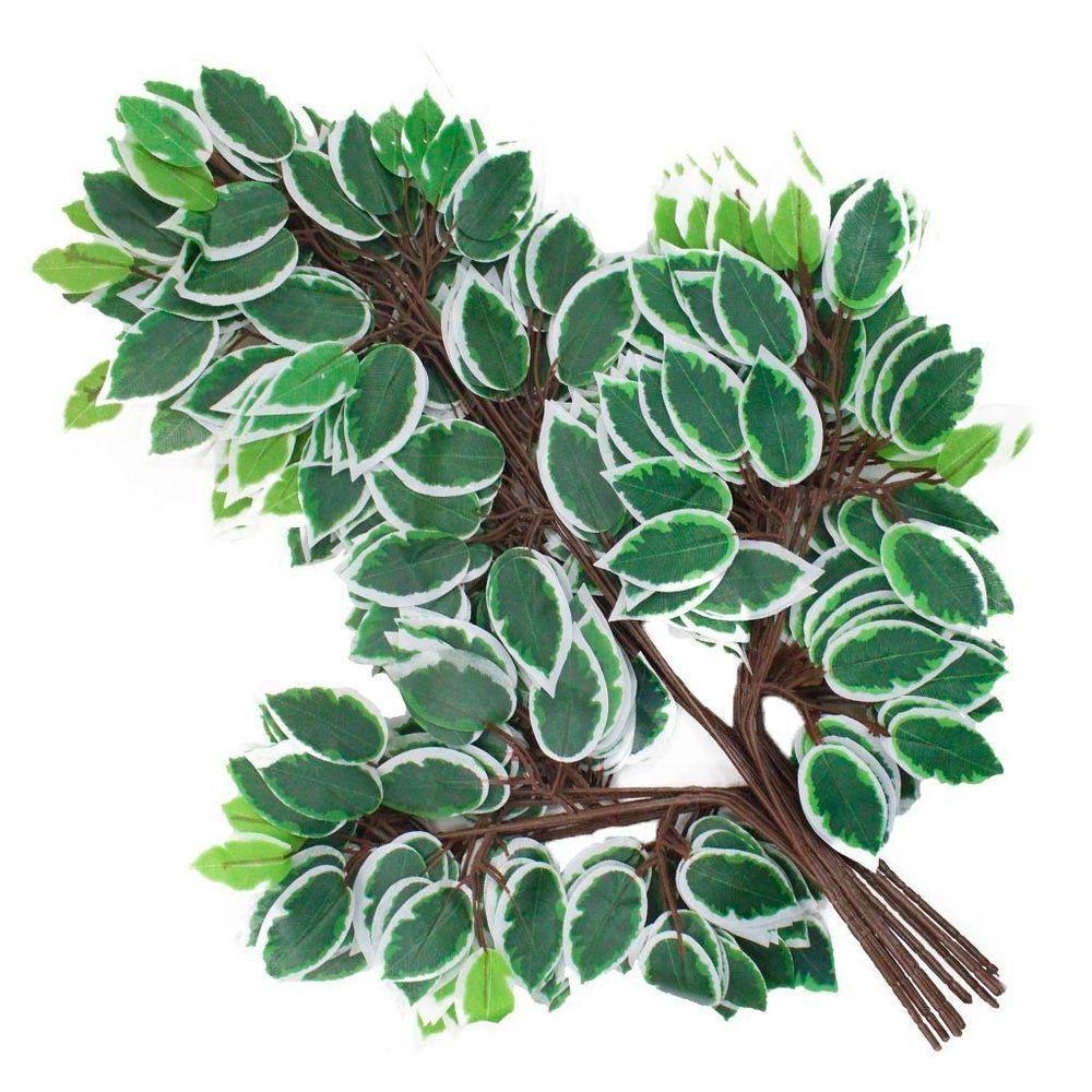 12 Ramos Decoração Arranjo Ficus Artificial Planta Decorativa Plástico 14 Galhos Cada 55cm - 1