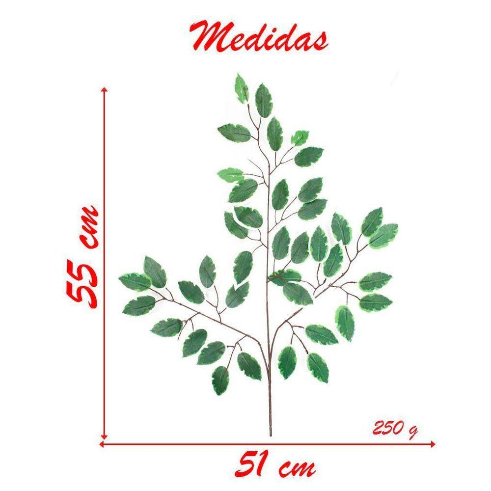 12 Ramos Decoração Arranjo Ficus Artificial Planta Decorativa Plástico 14 Galhos Cada 55cm - 3