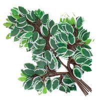 12 Ramos Decoração Arranjo Ficus Artificial Planta Decorativa Plástico 14 Galhos Cada 55cm - 1