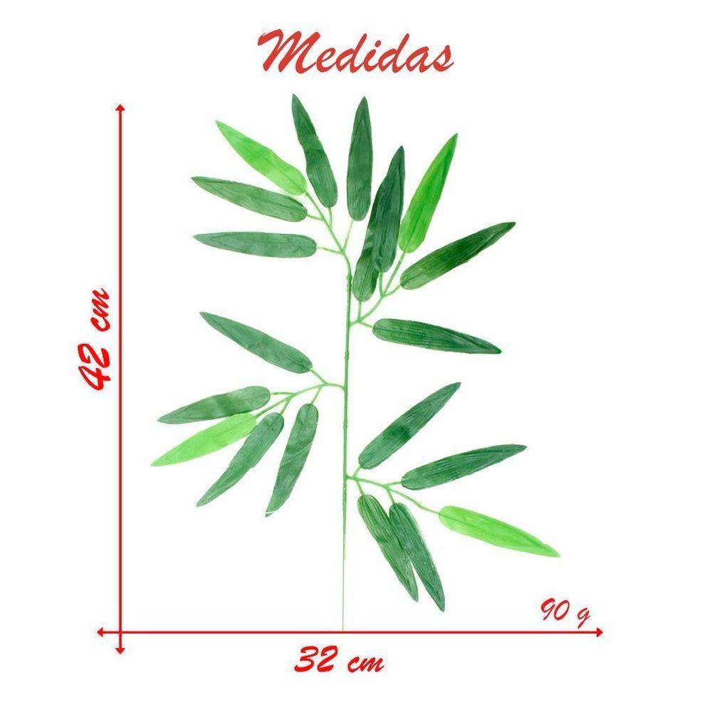 12 Ramos Decoração Arranjo Bambu Artificial Planta Decorativa Plástico 4 Galhos Cada 42cm - 4