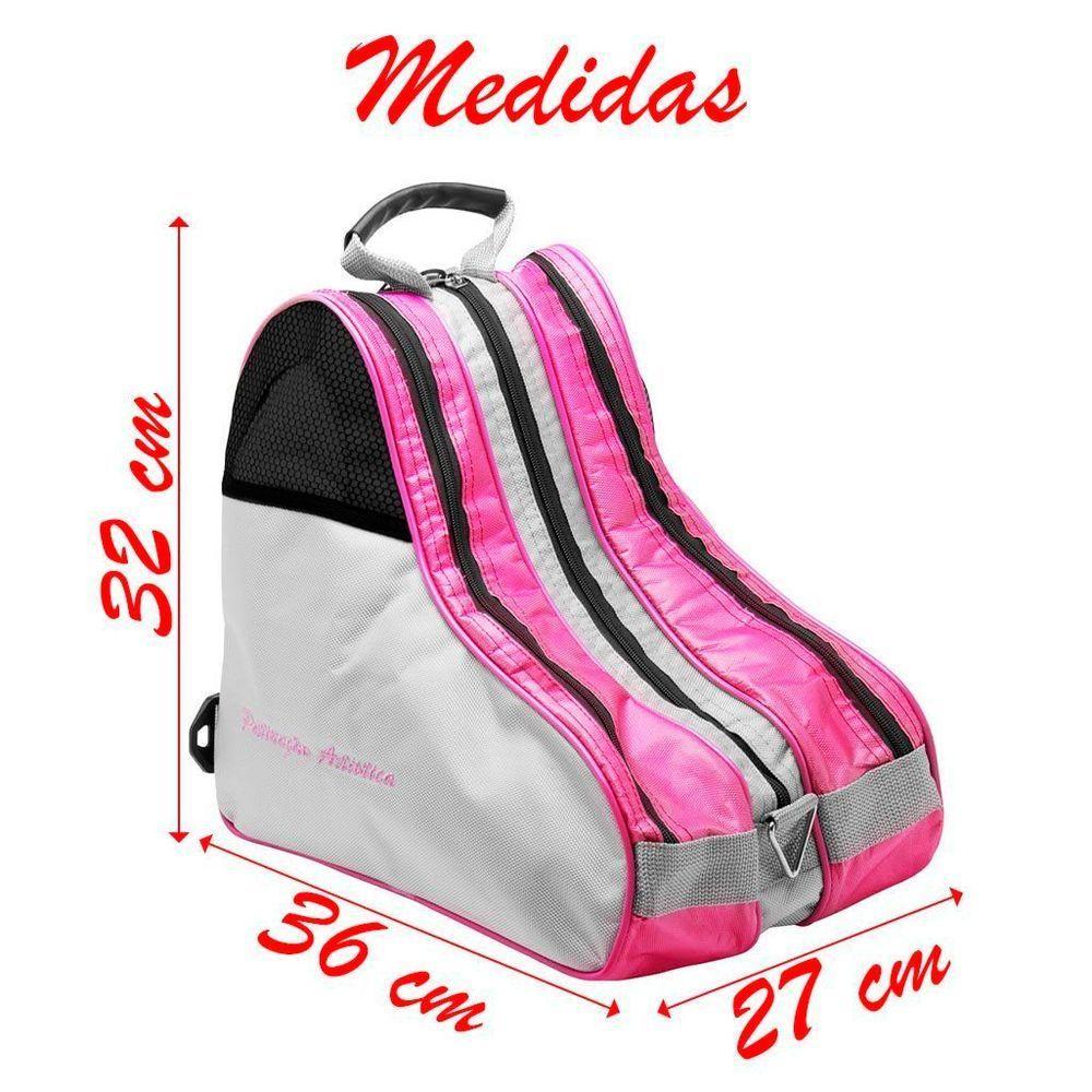 Bolsa Para Patins Com Alça E 3 Divisórias Reforçada Rosa - 3