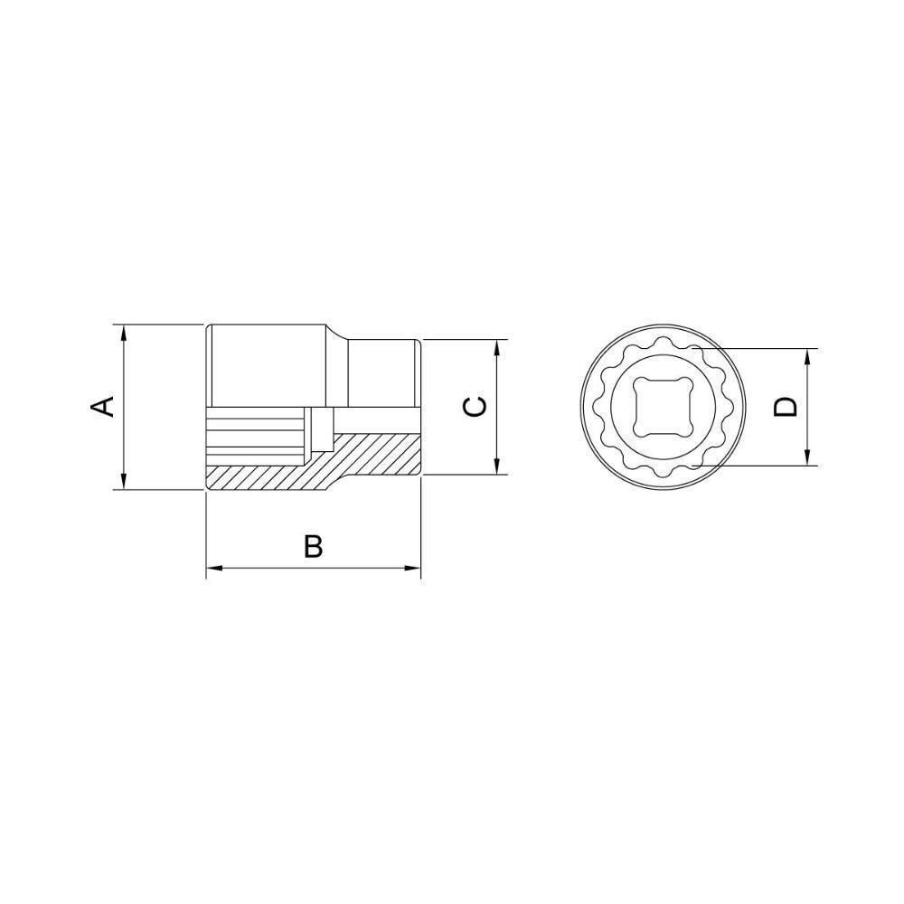 Soquete Estriado Em Aço Cromo Vanadio 23 Mm - Encaixe 1/2 Tramontina Pro - 4