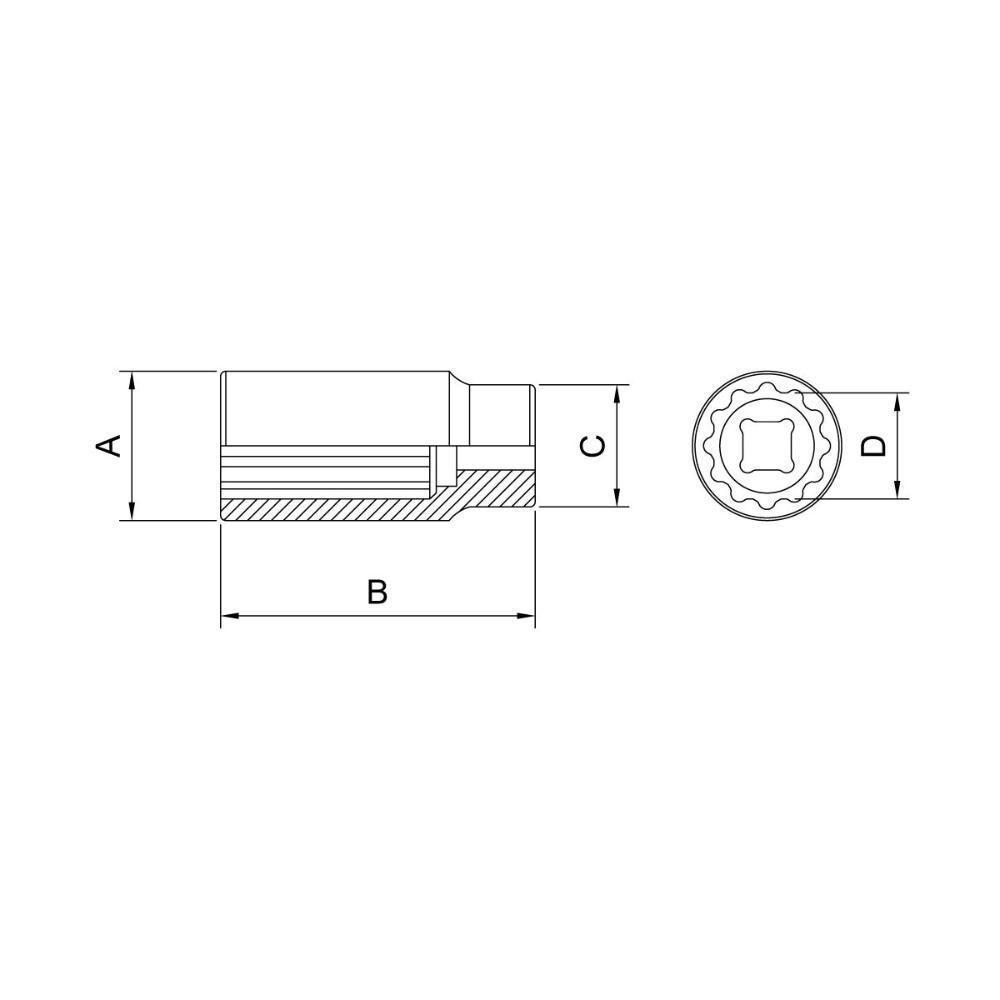 Soquete Estriado Longo Em Aço Cromo Vanadio 15/16 - Encaixe 1/2 Tramontina Pro - 5