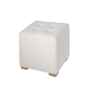 Puff Adam 40 Com Pés De Madeira Em Poliéster Due Decor Bege