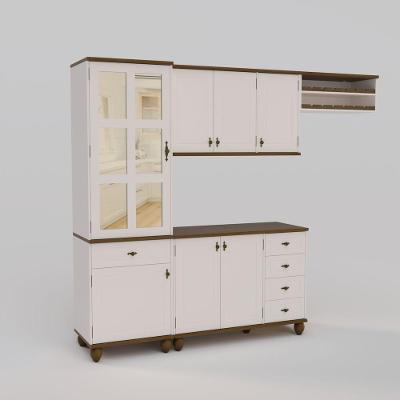 Cozinha Compacta Retrô 4 Peças Off White-nogueira Modelo 003