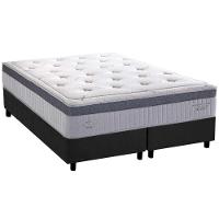 Cama Box King: Colchão Molas Ensacadas Serenity Dream Pillow Top + Base Crc Suede Gray - 1