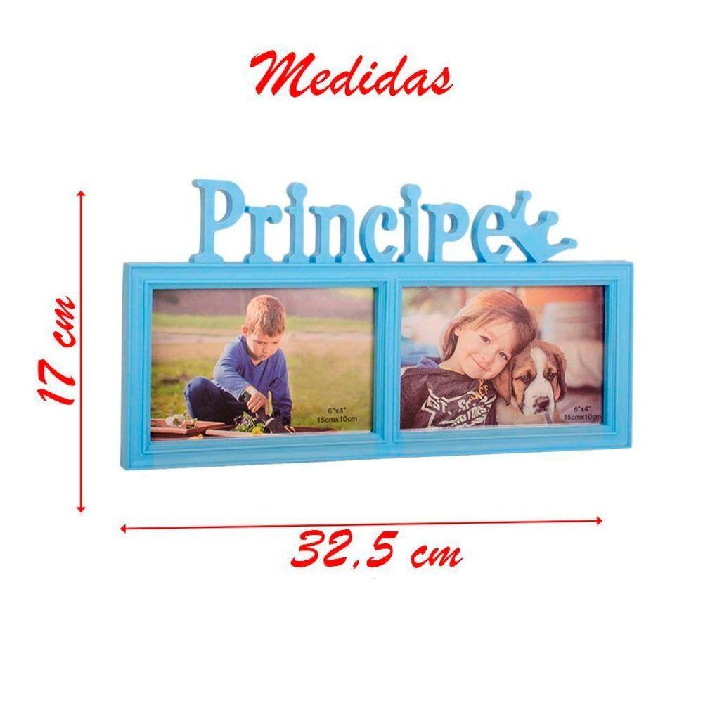 Porta Retrato Mural Duplo Príncipe Azul 10x15cm - 2