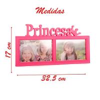 Porta Retrato Mural Duplo Princesa Rosa 10x15cm - 2