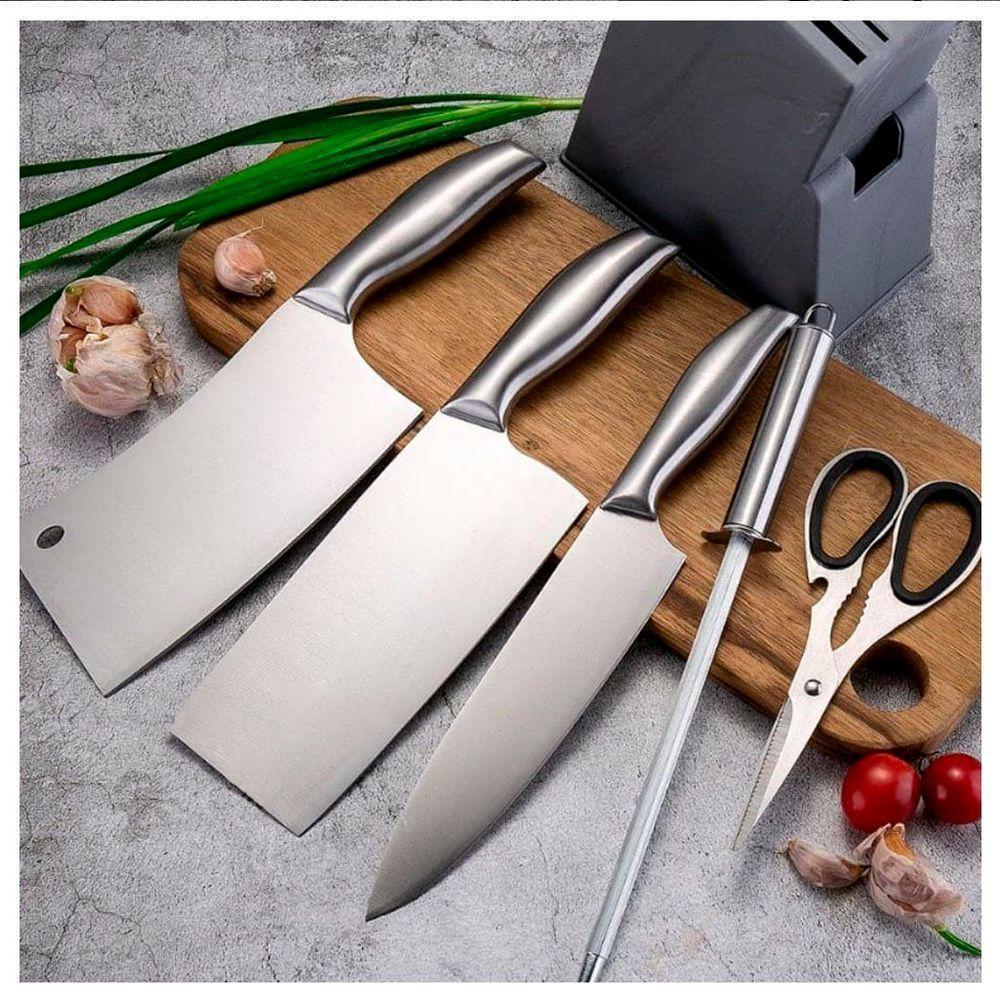 Jogo De Facas Inox Suporte Acrílico 7 Peças Preto - 2